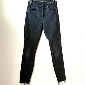 Blank NYC jeans Crybaby Vintage Black raw hem exposed Buttonfly sz 26